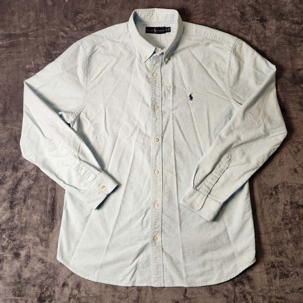 Ralph Lauren Mens Shirt XL Light Blue Oxford Button Down Long Sleeve Pony Logo